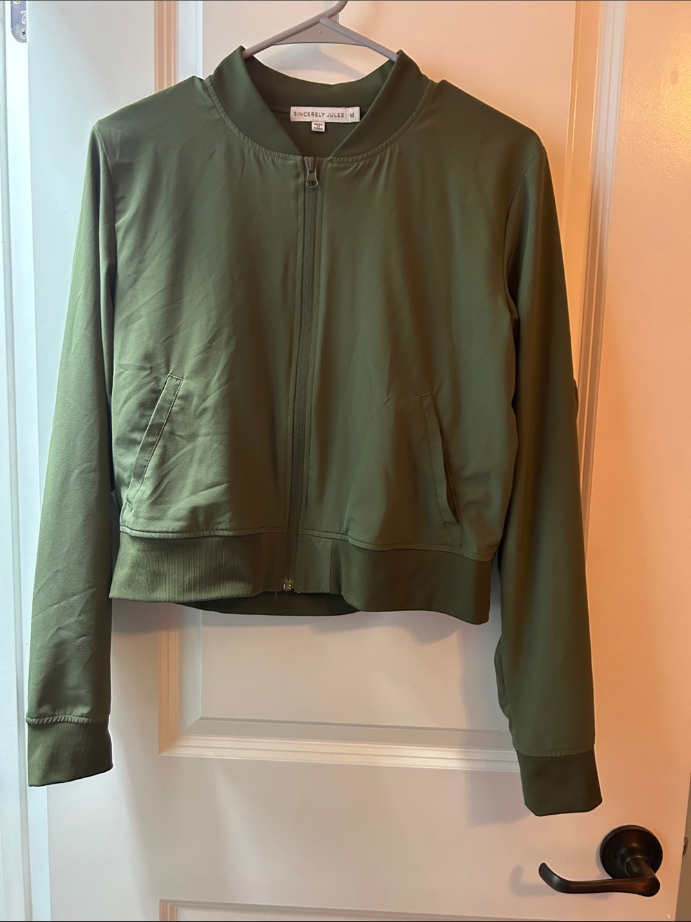 Sincerly Jules Olive Bomber Jacket. Worn once
